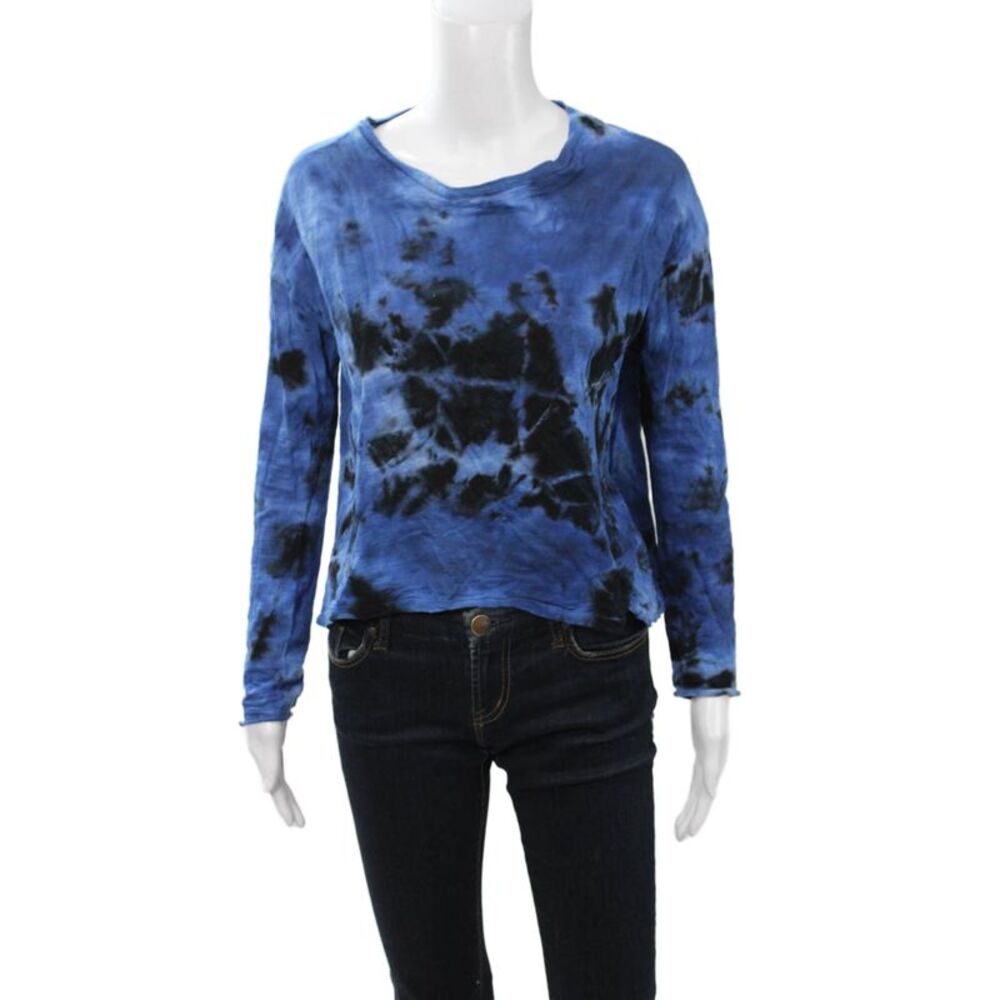 Gilda Midani Womens Basic Black Cotton T Shirt Long Sleeve Round Neck Size XS